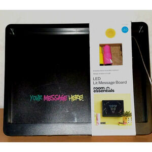 Room Essentials LED Light Up Message Board Includes 2 Erasable Markers - NEW
